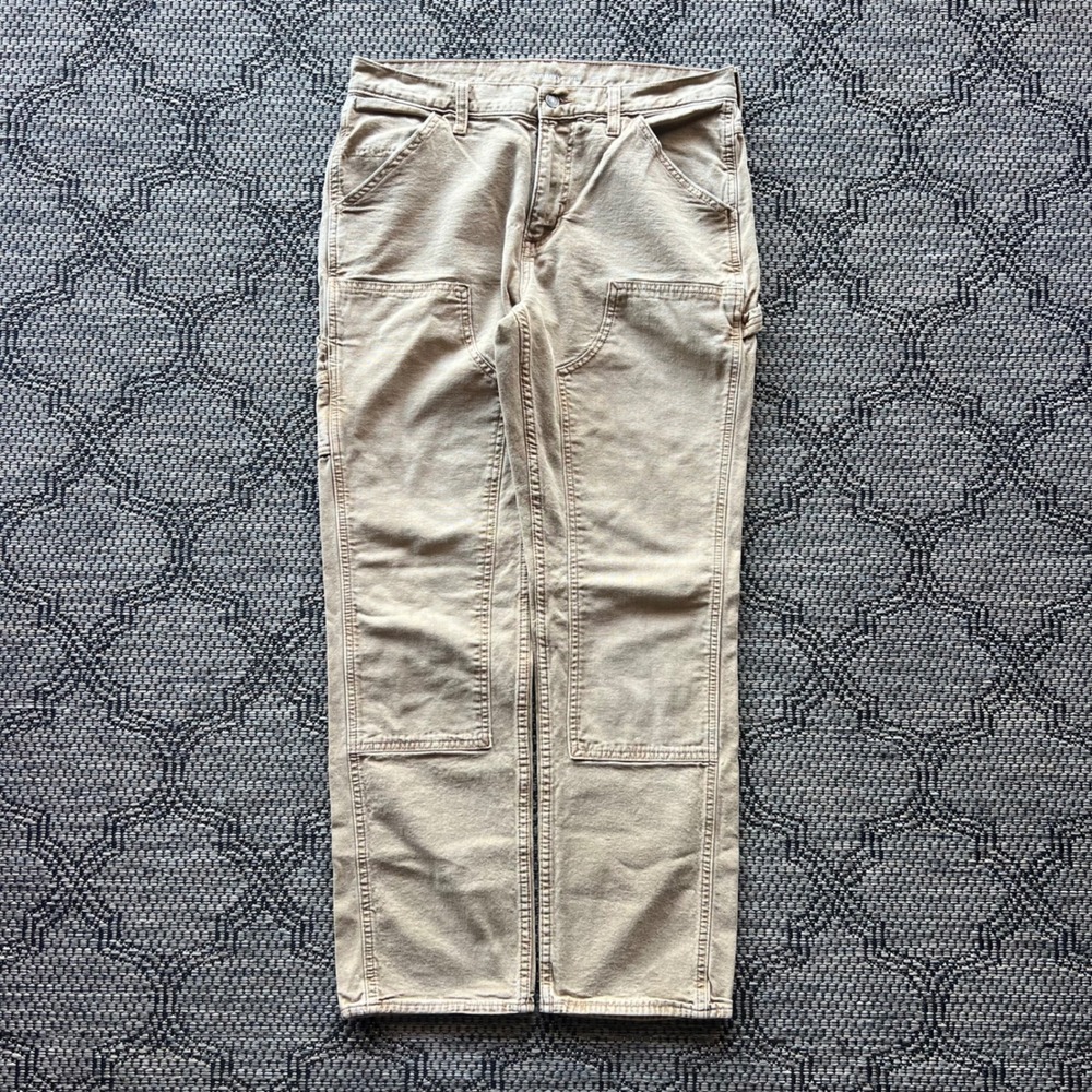 Old Navy Pants Mens 34x32 Tan Carpenter Double Knee Utility Workwear Canvas
